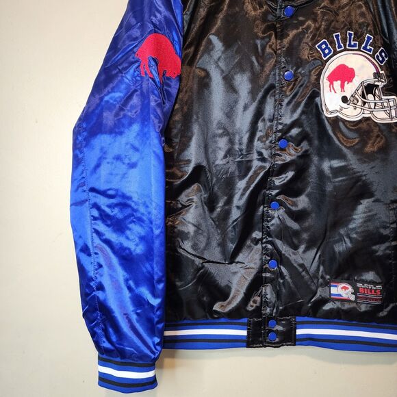 Buffalo Bills Jacket Satin Bomber Coat NFL Team Varsity Button NFL Mens XL - Picture 3 of 12